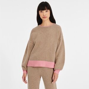 UGG Tan Sweater with Pink Trim